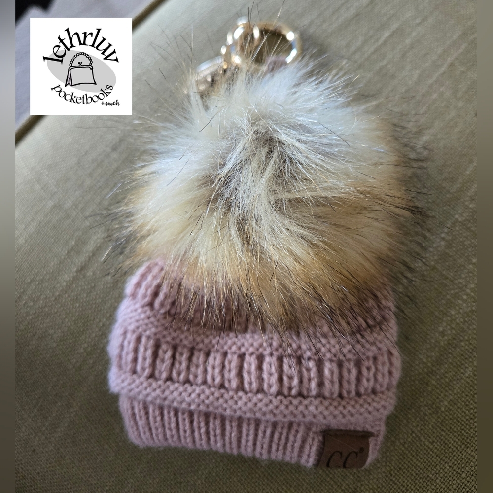 C.C. Boutique Pink Knit Mini Pom-Pom Beanie Bag Charm Keychain
